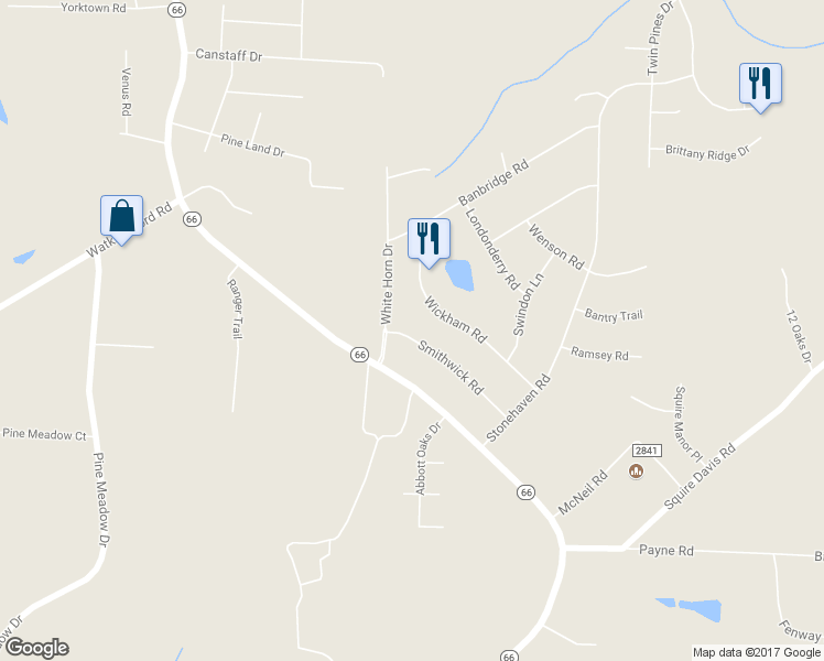 map of restaurants, bars, coffee shops, grocery stores, and more near 2407 Smithwick Road in Kernersville