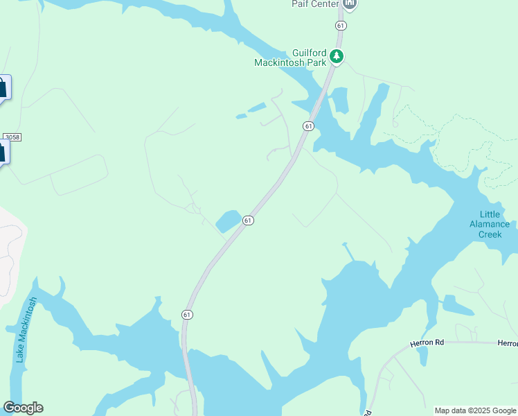 map of restaurants, bars, coffee shops, grocery stores, and more near North Carolina 61 in Whitsett