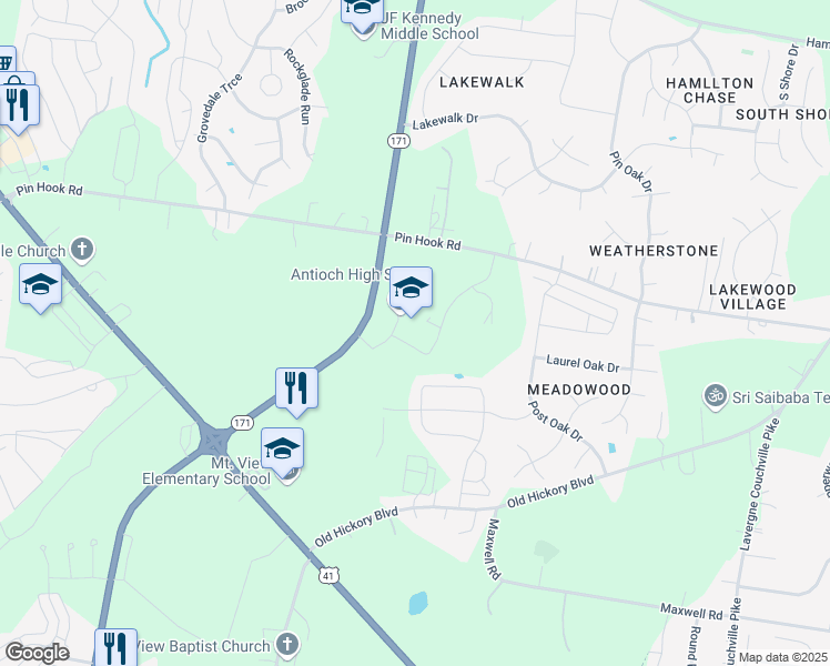 map of restaurants, bars, coffee shops, grocery stores, and more near 1900 Hobson Pike in Nashville
