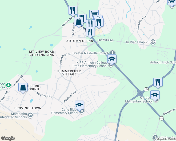map of restaurants, bars, coffee shops, grocery stores, and more near 4241 Sandstone Drive in Nashville