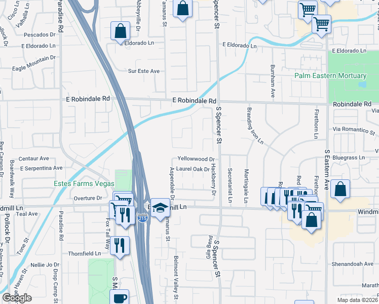 map of restaurants, bars, coffee shops, grocery stores, and more near 7868 Brook Valley Drive in Las Vegas