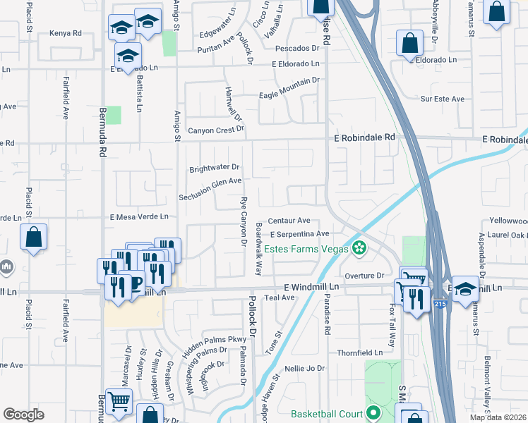map of restaurants, bars, coffee shops, grocery stores, and more near 835 Royal Moon Avenue in Las Vegas