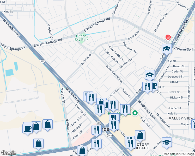 map of restaurants, bars, coffee shops, grocery stores, and more near 255 Dahlia Rachel Place in Henderson