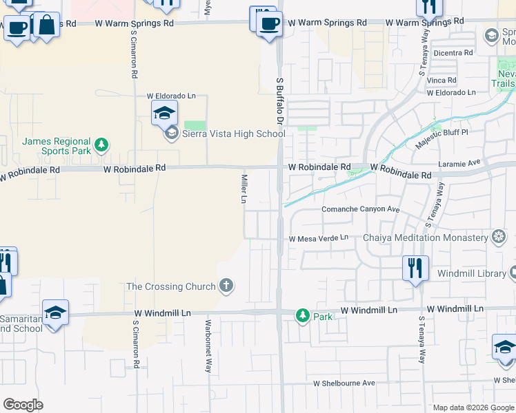 map of restaurants, bars, coffee shops, grocery stores, and more near 7858 Trappers Ridge Avenue in Las Vegas