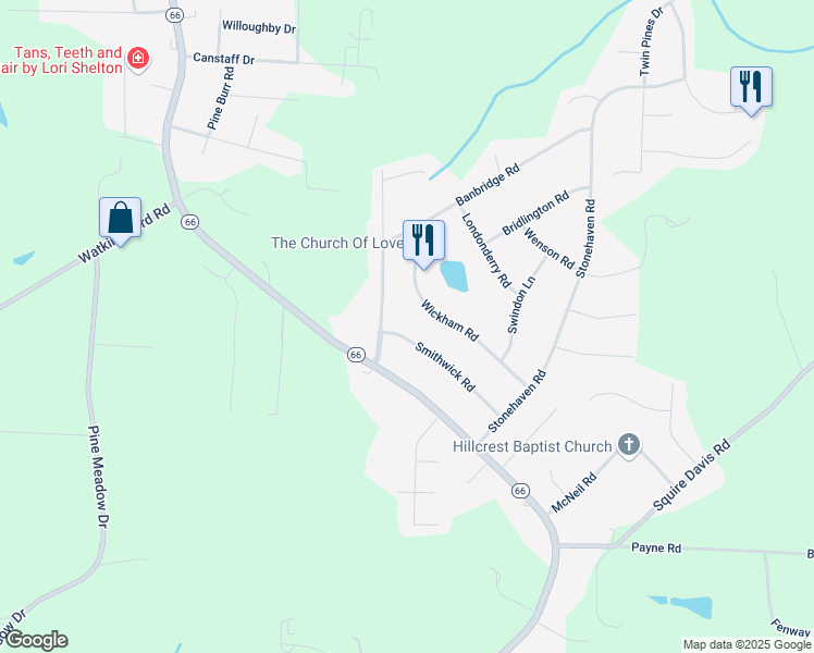 map of restaurants, bars, coffee shops, grocery stores, and more near 2403 Smithwick Road in Kernersville