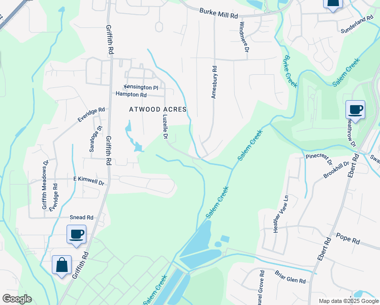 map of restaurants, bars, coffee shops, grocery stores, and more near 112 Luzelle Drive in Winston-Salem