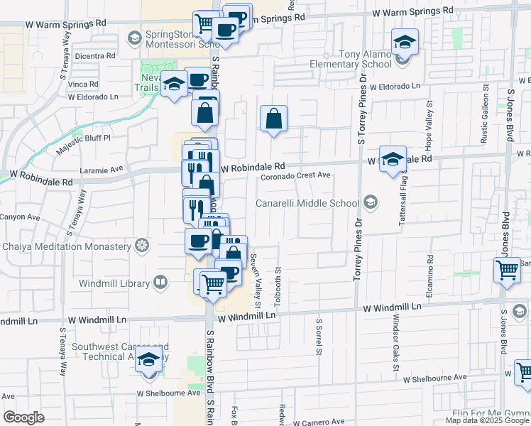 map of restaurants, bars, coffee shops, grocery stores, and more near 7835 Salt Spray Court in Las Vegas