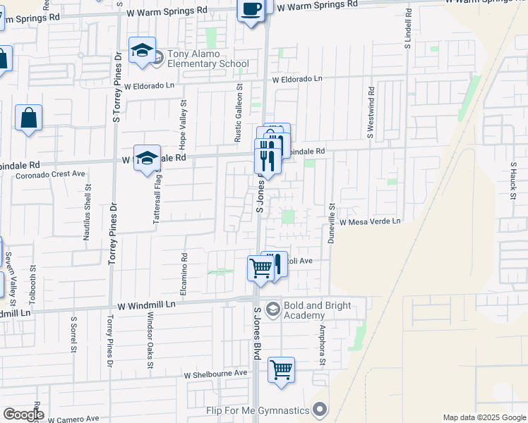 map of restaurants, bars, coffee shops, grocery stores, and more near 7869 Warwickshire Way in Las Vegas