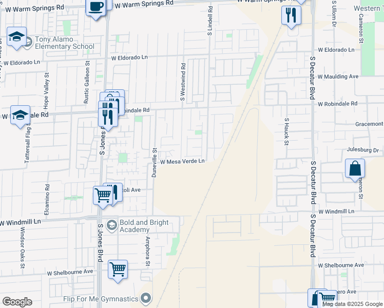 map of restaurants, bars, coffee shops, grocery stores, and more near 5596 West Sun Temple Avenue in Las Vegas