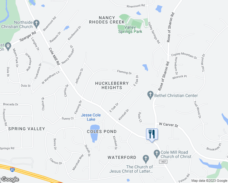 map of restaurants, bars, coffee shops, grocery stores, and more near 20 Meadowbrook Drive in Durham