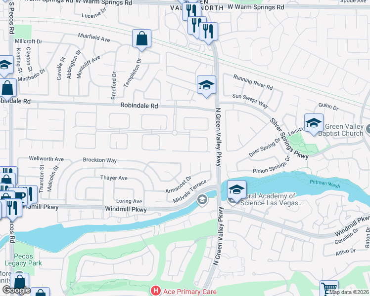 map of restaurants, bars, coffee shops, grocery stores, and more near 2239 Chatsworth Court in Henderson