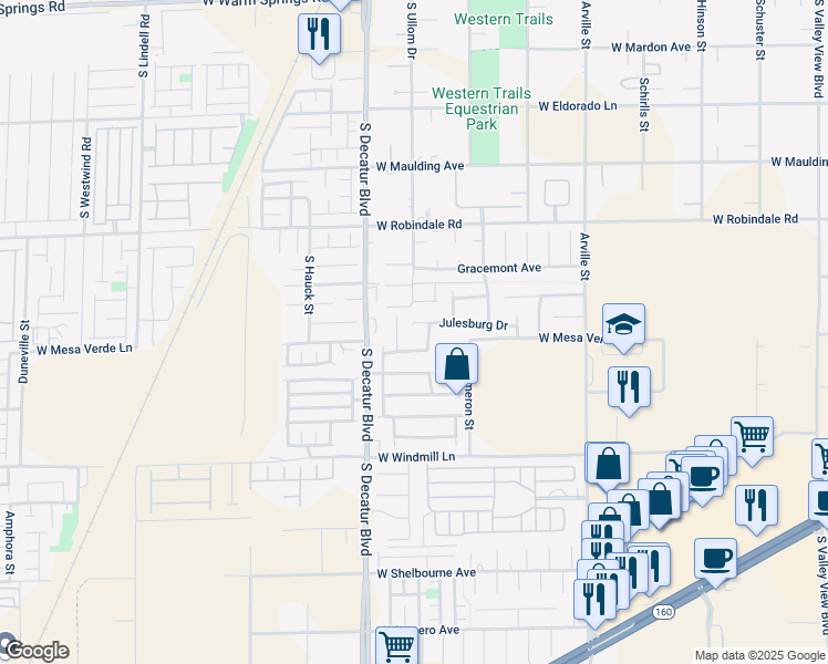 map of restaurants, bars, coffee shops, grocery stores, and more near 4785 Julesburg Drive in Las Vegas