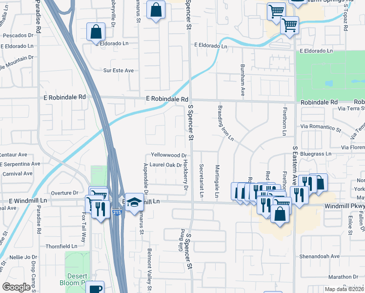 map of restaurants, bars, coffee shops, grocery stores, and more near 7875 Clearwood Ave in Las Vegas