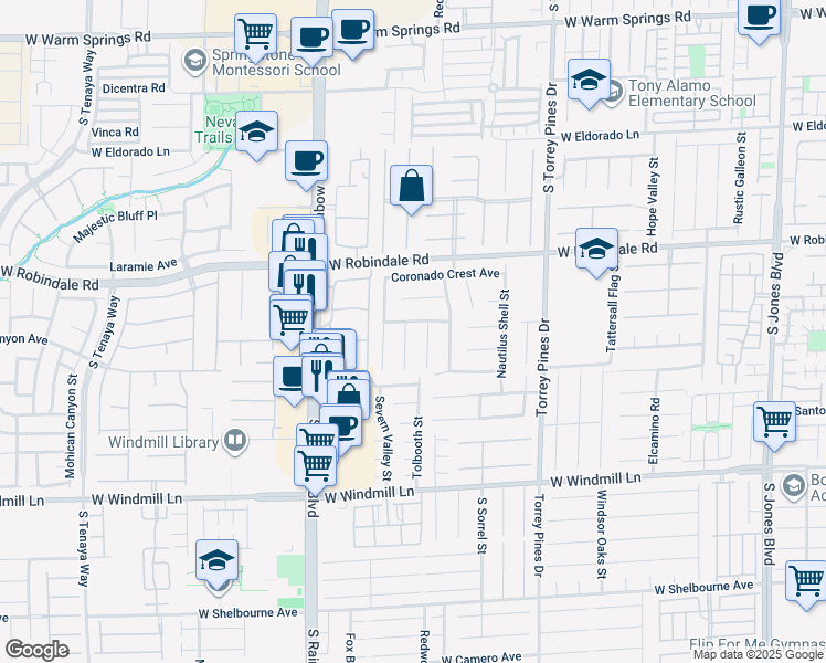 map of restaurants, bars, coffee shops, grocery stores, and more near 7834 Salt Spray Court in Las Vegas