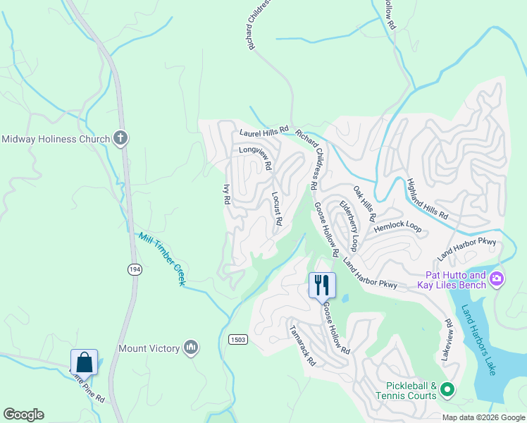map of restaurants, bars, coffee shops, grocery stores, and more near 476 Locust Road in Newland