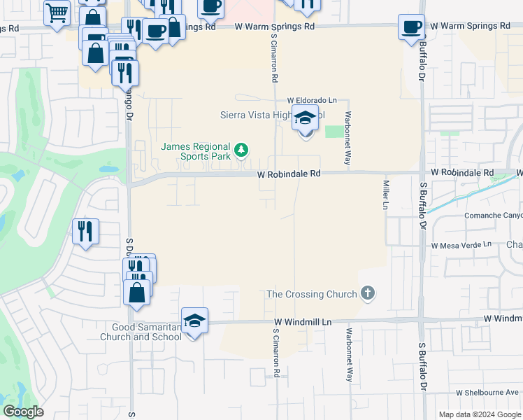 map of restaurants, bars, coffee shops, grocery stores, and more near in Las Vegas