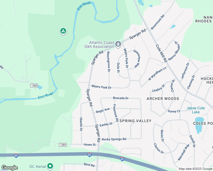 map of restaurants, bars, coffee shops, grocery stores, and more near 4606 Myers Park Drive in Durham