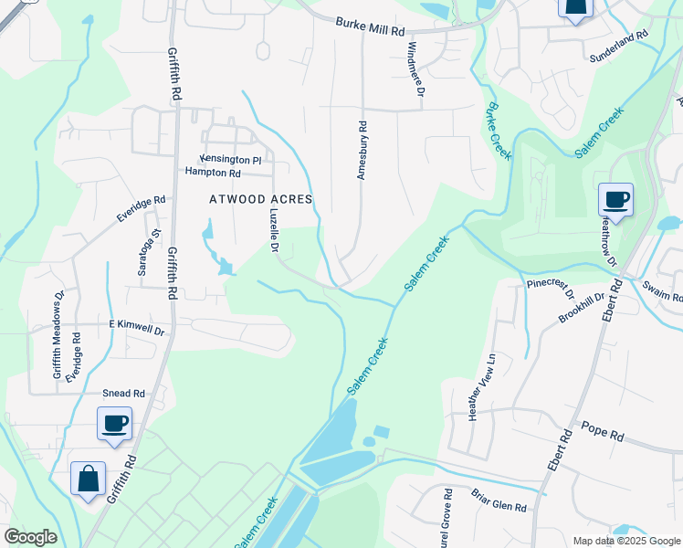 map of restaurants, bars, coffee shops, grocery stores, and more near 3018 Zachary's Keep Court in Winston-Salem