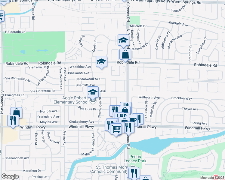 map of restaurants, bars, coffee shops, grocery stores, and more near 264 Calliope Drive in Henderson