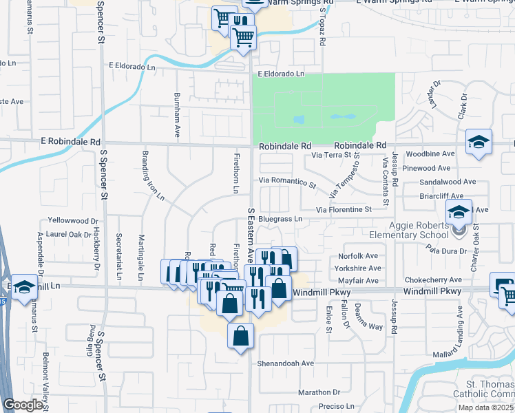 map of restaurants, bars, coffee shops, grocery stores, and more near 256 Domani Drive in Henderson