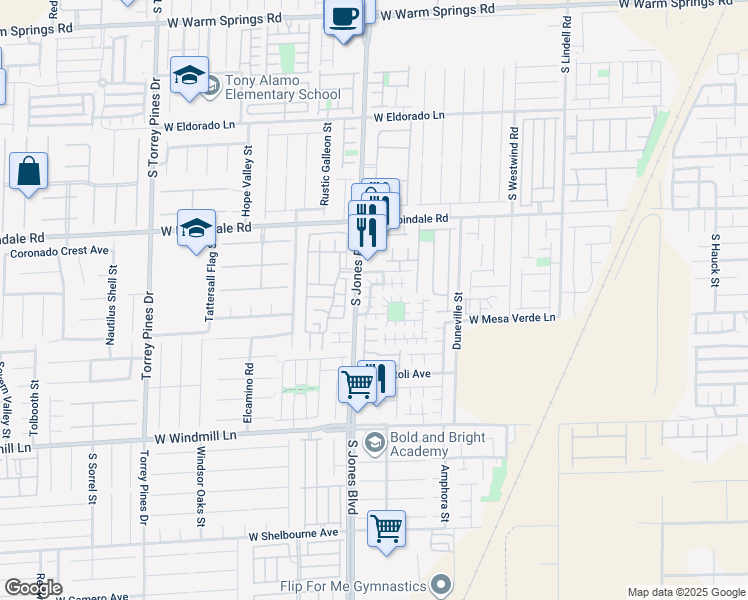 map of restaurants, bars, coffee shops, grocery stores, and more near 7858 Warwickshire Way in Las Vegas