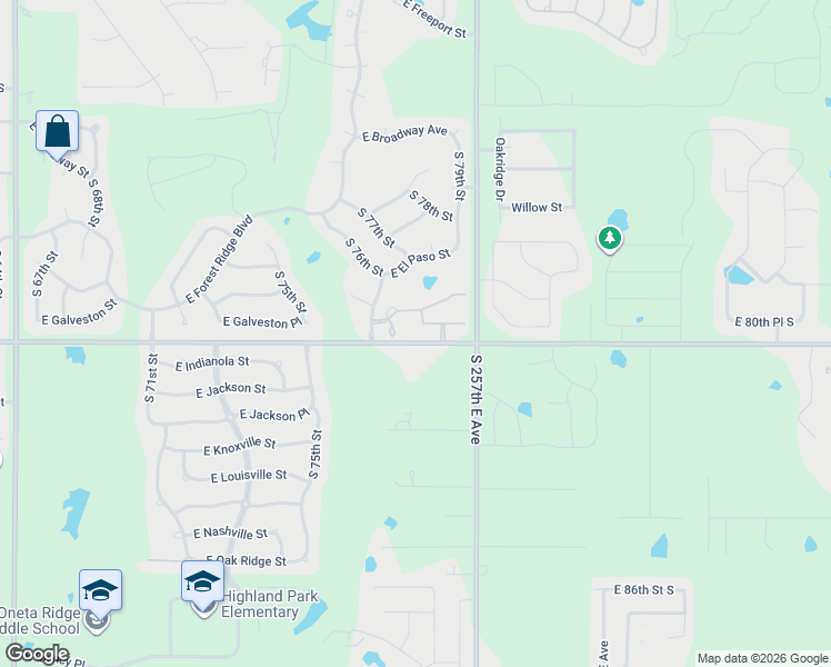 map of restaurants, bars, coffee shops, grocery stores, and more near 608 South 78th Street in Broken Arrow