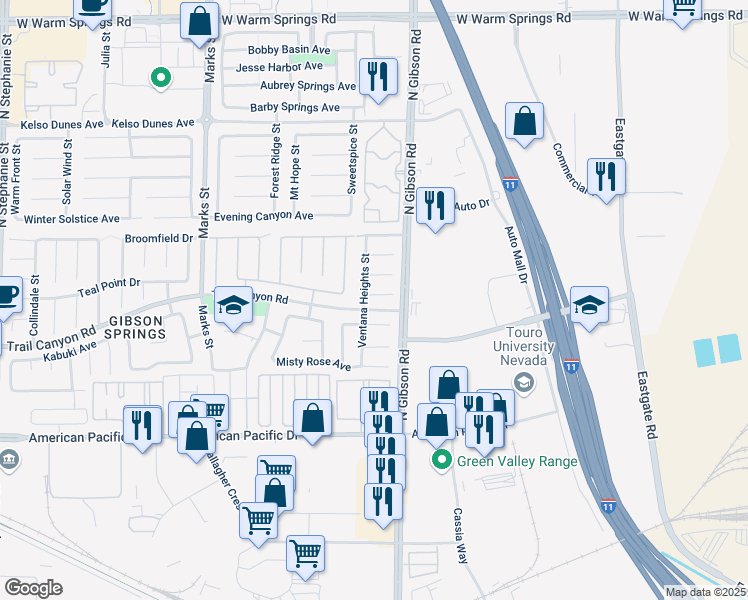 map of restaurants, bars, coffee shops, grocery stores, and more near 1009 Sojourn Court in Henderson