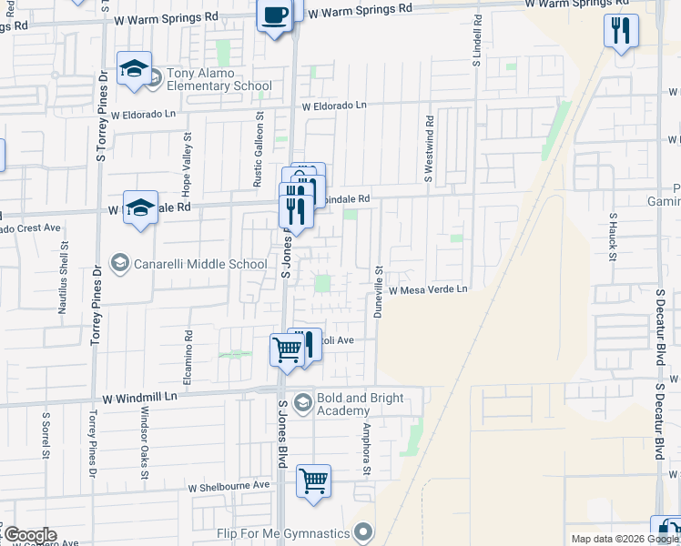 map of restaurants, bars, coffee shops, grocery stores, and more near 7859 Windhamridge Drive in Las Vegas