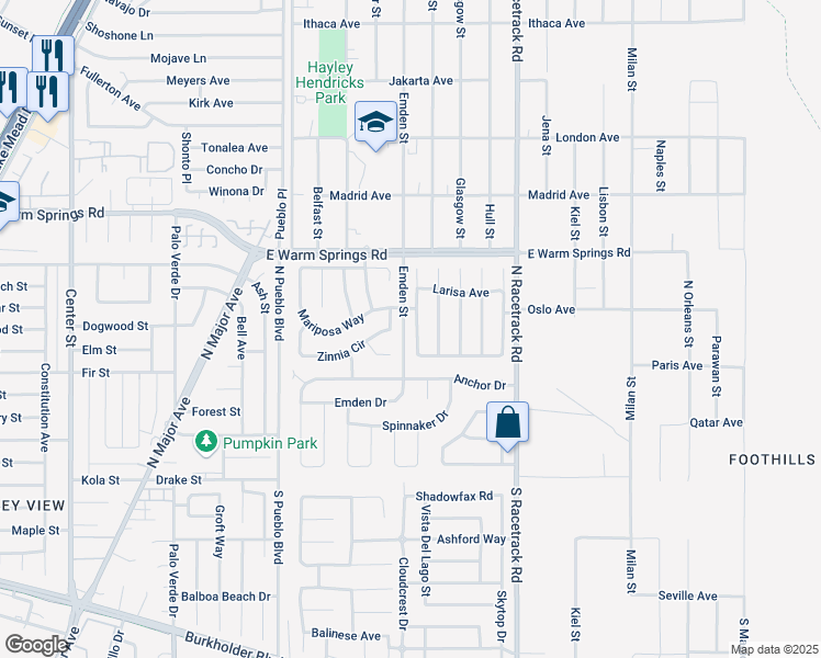 map of restaurants, bars, coffee shops, grocery stores, and more near 210 Red Cloud Terrace in Henderson