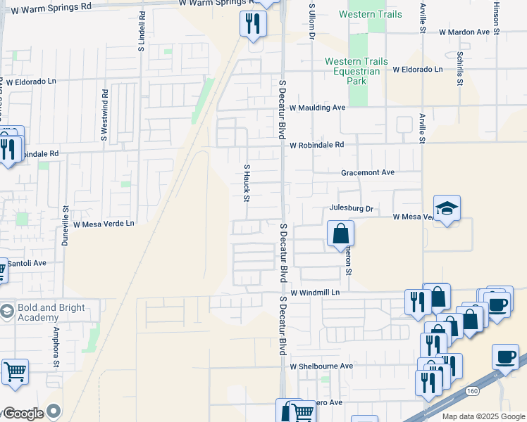 map of restaurants, bars, coffee shops, grocery stores, and more near 4987 Breaking Dawn Court in Las Vegas