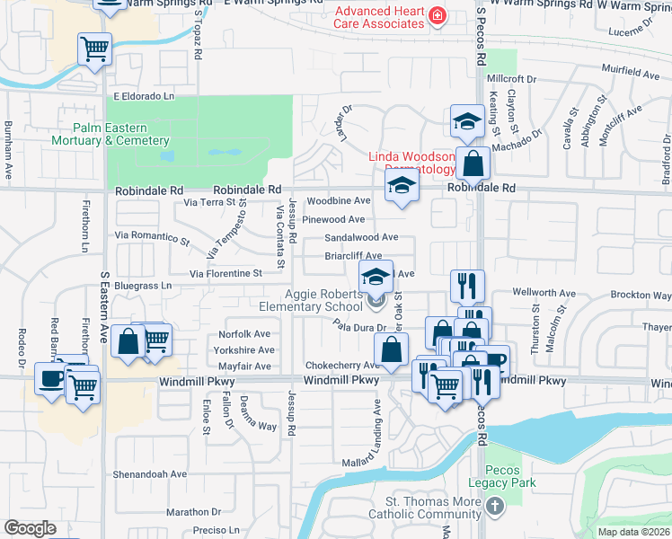 map of restaurants, bars, coffee shops, grocery stores, and more near 2738 Turtlebay Avenue in Henderson