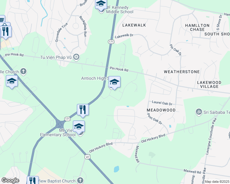 map of restaurants, bars, coffee shops, grocery stores, and more near 1900 Hobson Pike in Nashville