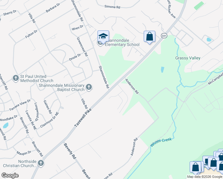 map of restaurants, bars, coffee shops, grocery stores, and more near 4600 Tazewell Pike in Knoxville