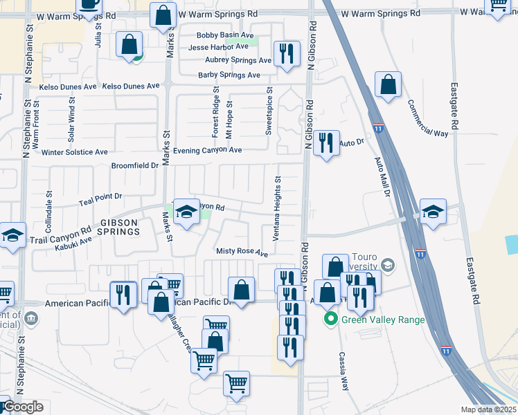 map of restaurants, bars, coffee shops, grocery stores, and more near 1021 Tabor Hill Avenue in Henderson