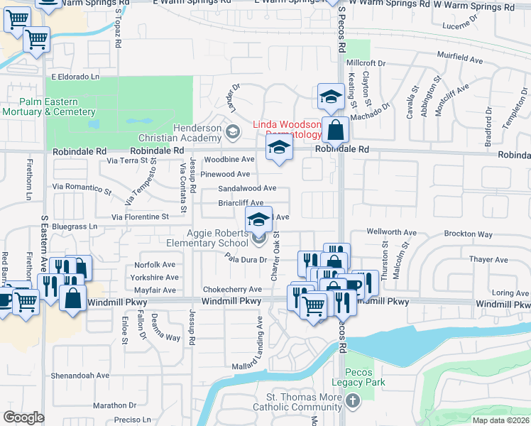 map of restaurants, bars, coffee shops, grocery stores, and more near 2714 Pastel Avenue in Henderson