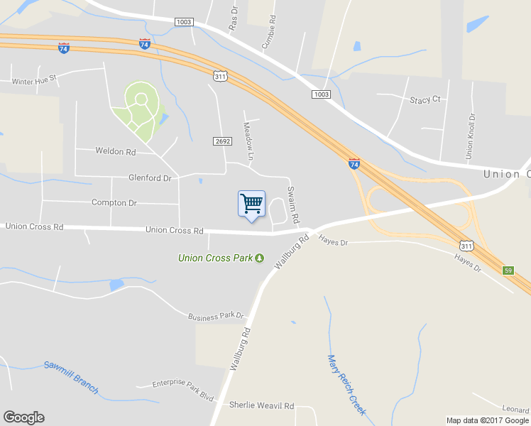 map of restaurants, bars, coffee shops, grocery stores, and more near 107 Woodgate Circle in Winston-Salem