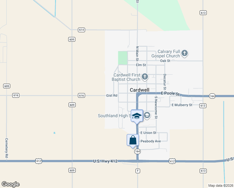 map of restaurants, bars, coffee shops, grocery stores, and more near 22 Bertig Street in Cardwell