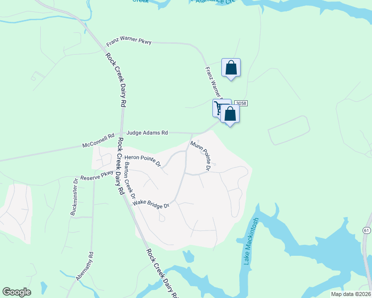 map of restaurants, bars, coffee shops, grocery stores, and more near 1904 Munn Pointe Drive in Whitsett