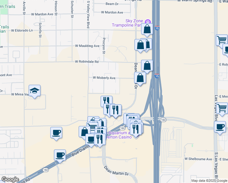 map of restaurants, bars, coffee shops, grocery stores, and more near 3480 West Mesa Verde Lane in Las Vegas