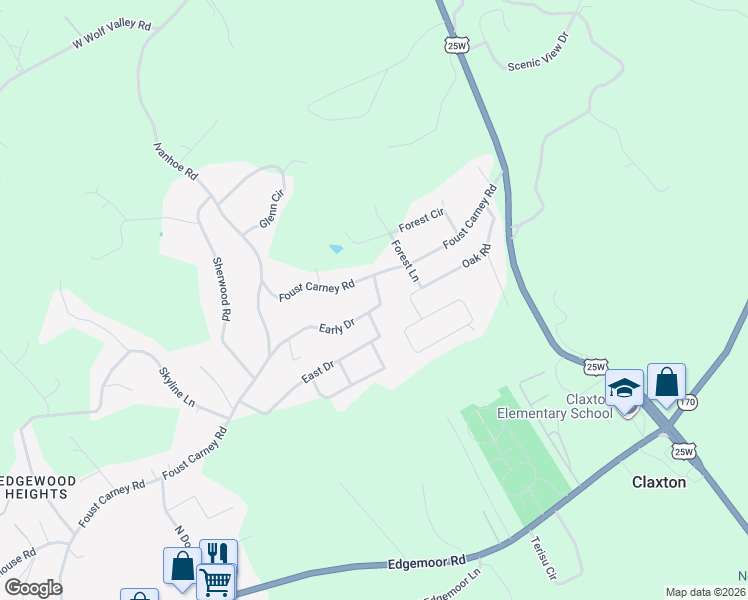 map of restaurants, bars, coffee shops, grocery stores, and more near 112 Early Drive in Powell