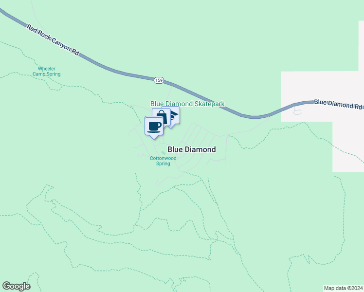 map of restaurants, bars, coffee shops, grocery stores, and more near 20 Lassen Street in Blue Diamond