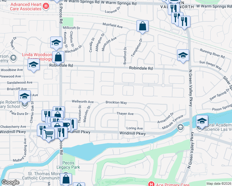 map of restaurants, bars, coffee shops, grocery stores, and more near 2335 Dolphin Court in Henderson
