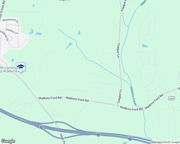 map of restaurants, bars, coffee shops, grocery stores, and more near 1604 Teague Lane in Kernersville