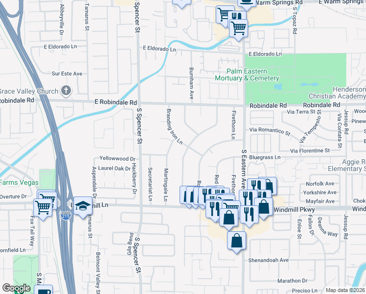 map of restaurants, bars, coffee shops, grocery stores, and more near 7901 Wishing Well Road in Las Vegas