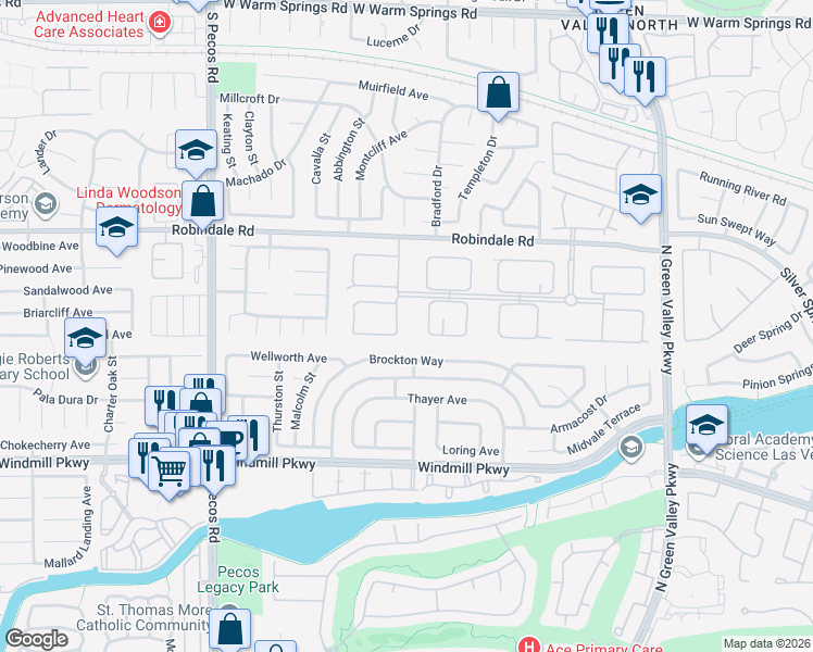 map of restaurants, bars, coffee shops, grocery stores, and more near 2335 Dolphin Court in Henderson