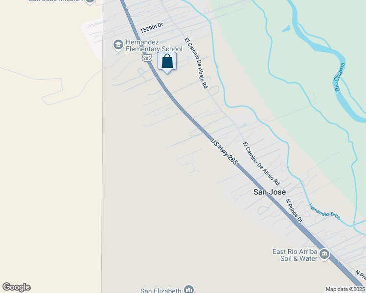 map of restaurants, bars, coffee shops, grocery stores, and more near 19369 US Highway 285 in Hernandez