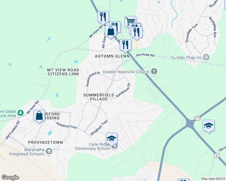 map of restaurants, bars, coffee shops, grocery stores, and more near 816 Sandworth Cove in Nashville