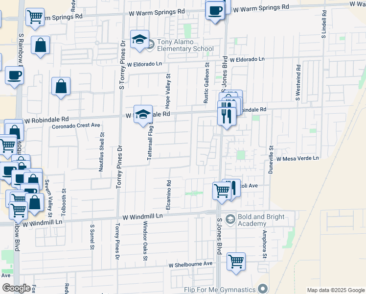 map of restaurants, bars, coffee shops, grocery stores, and more near 7851 South Coronado Island Street in Las Vegas