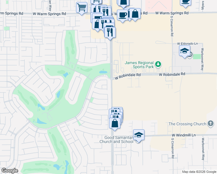 map of restaurants, bars, coffee shops, grocery stores, and more near 32 Lily Grove Road in Las Vegas