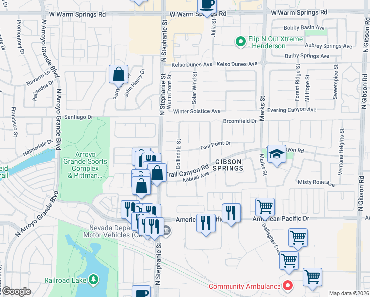 map of restaurants, bars, coffee shops, grocery stores, and more near 1146 Teal Point Drive in Henderson